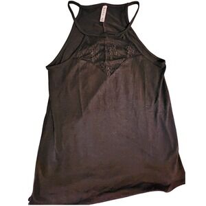 Zenana Black‎ Halter Tank Top with Lace Detail - Women's Medium Casual